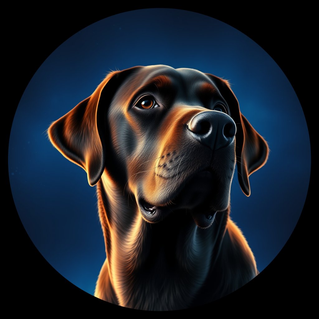 Cosmic medallion portrait of PFZ24F05_PFZ24F05, a Labrador Retriever