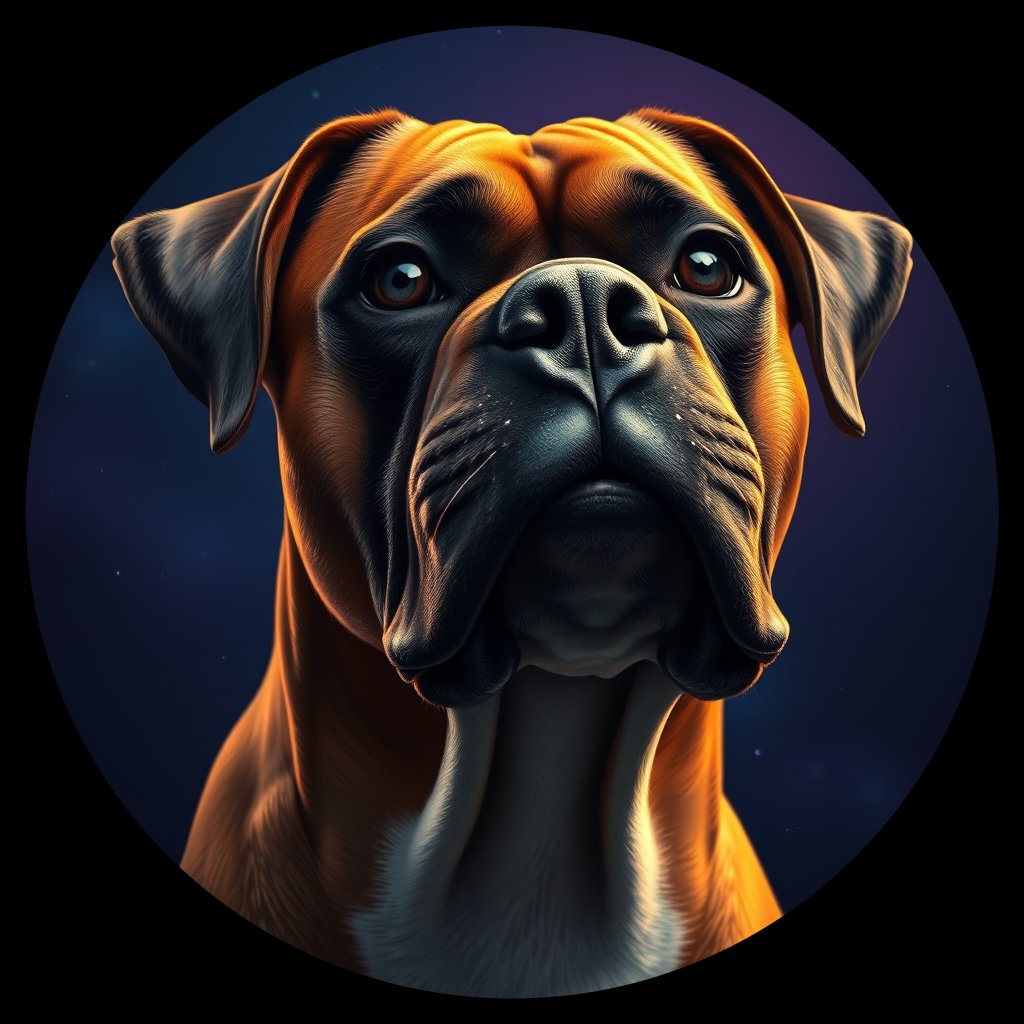 Cosmic medallion portrait of PFZ24F08_PFZ24F08, a Boxer