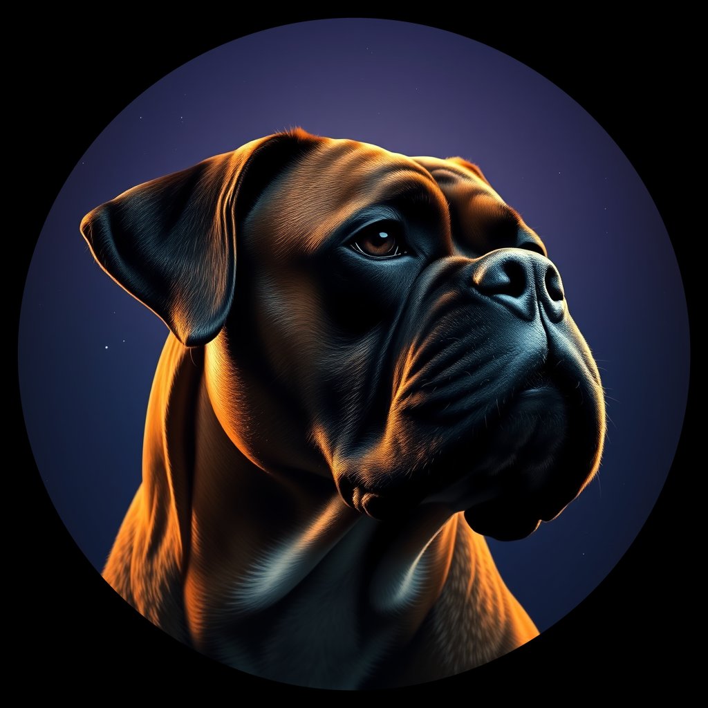 Cosmic medallion portrait of PFZ24F09_PFZ24F09, a Boxer