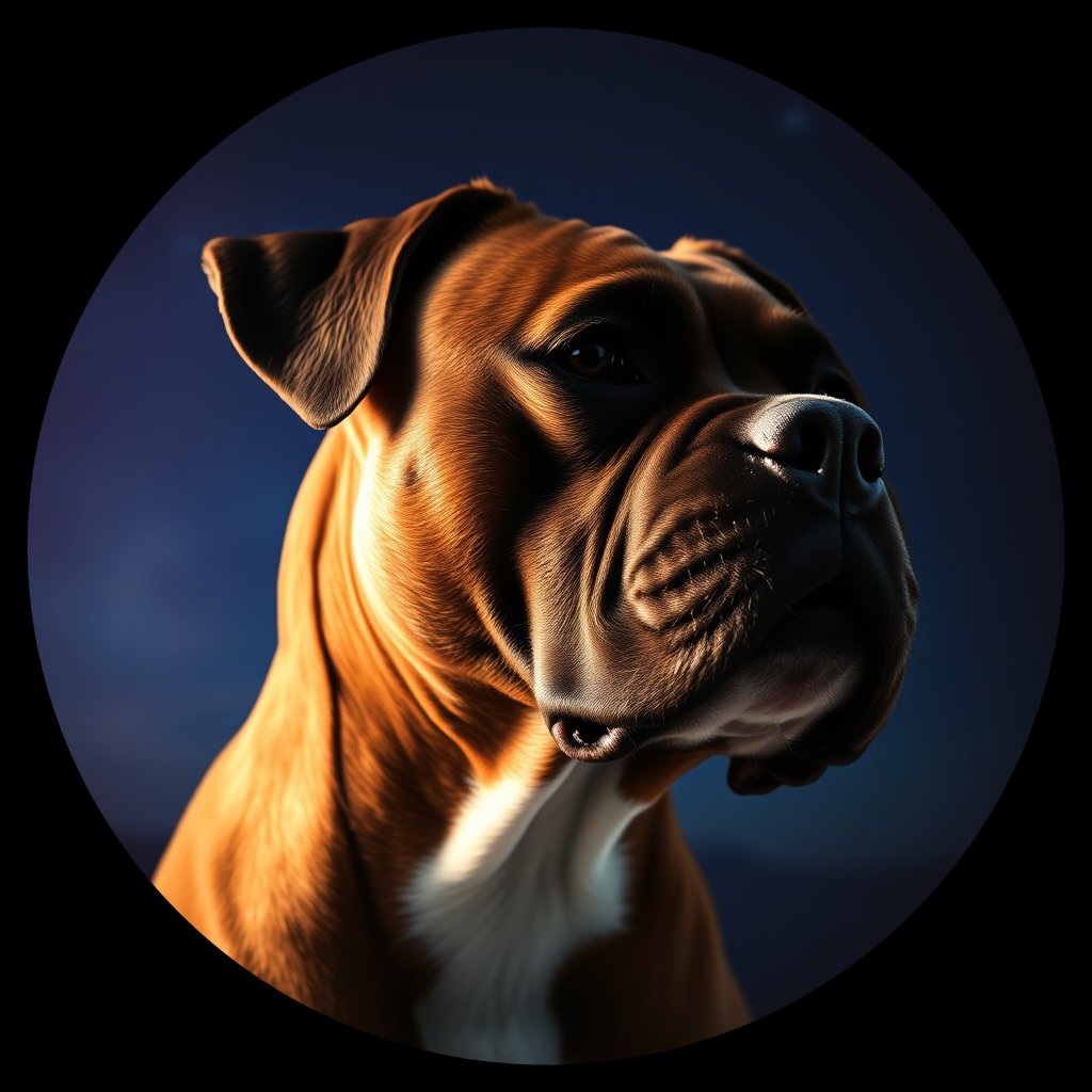 Cosmic medallion portrait of PFZ24F10_PFZ24F10, a Boxer