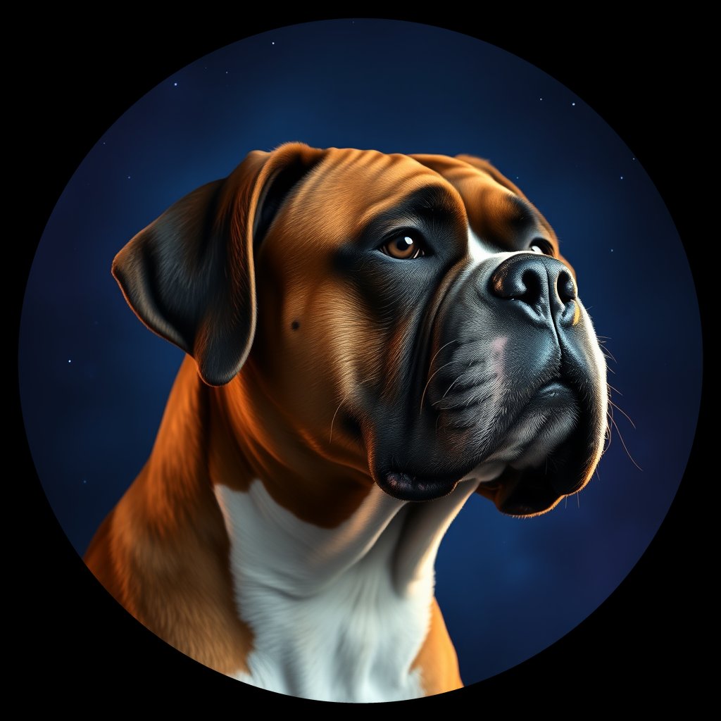 Cosmic medallion portrait of PFZ24F11_PFZ24F11, a Boxer