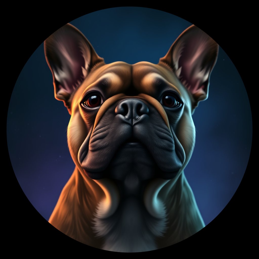 Cosmic medallion portrait of PFZ24F12_PFZ24F12, a French Bulldog