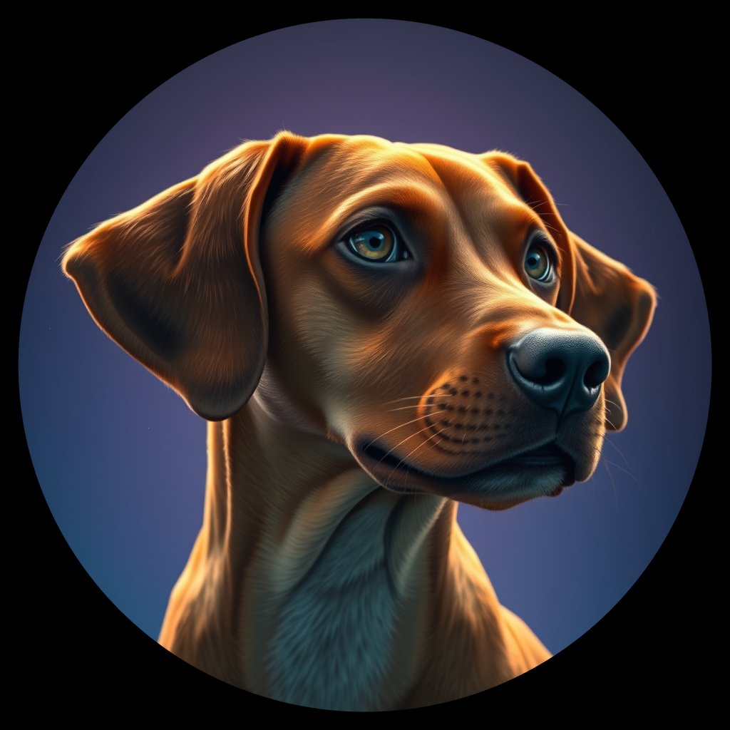 Cosmic medallion portrait of PFZ24G03_PFZ24G03, a Vizsla