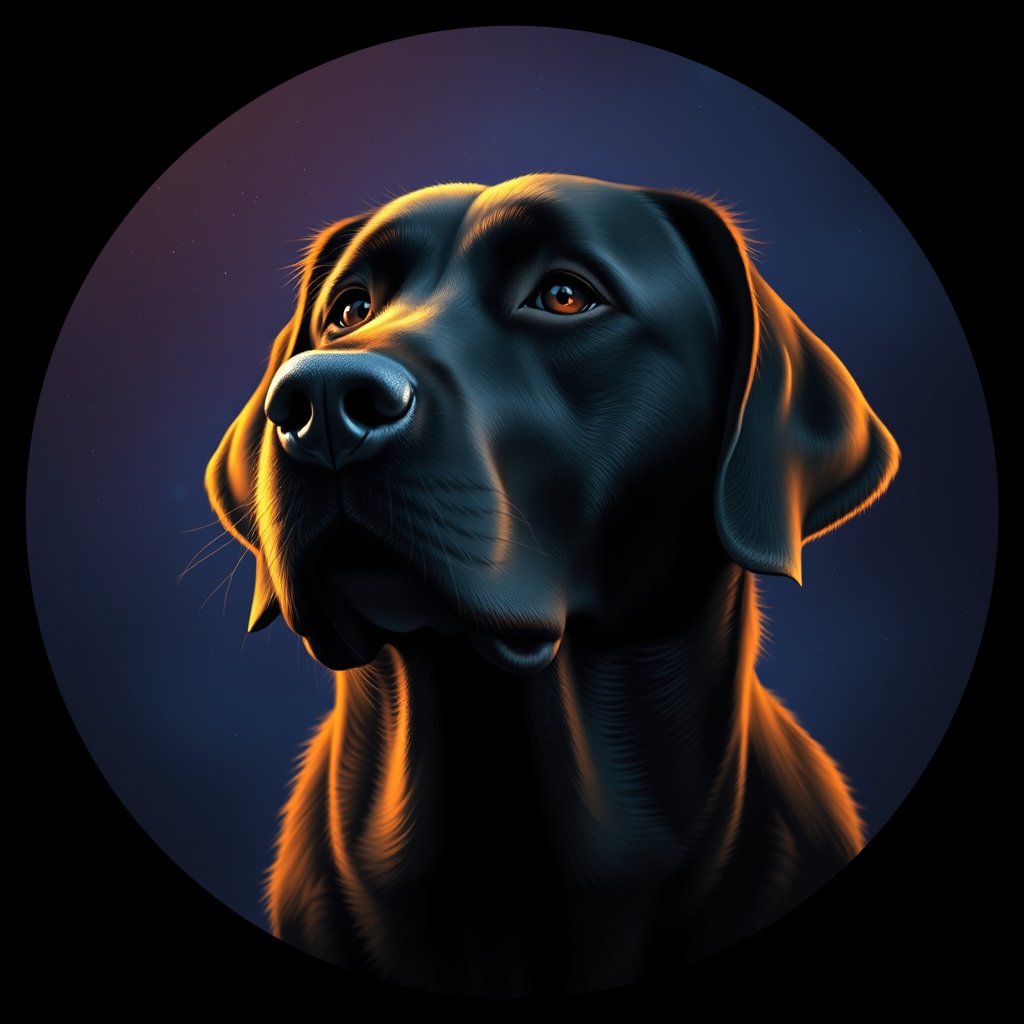 Cosmic medallion portrait of PFZ24G04_PFZ24G04, a Labrador Retriever