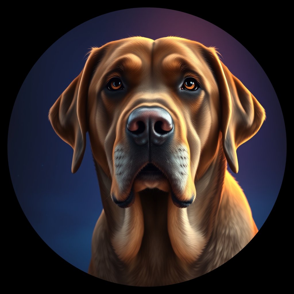 Cosmic medallion portrait of PFZ24G05_PFZ24G05, a Labrador Retriever