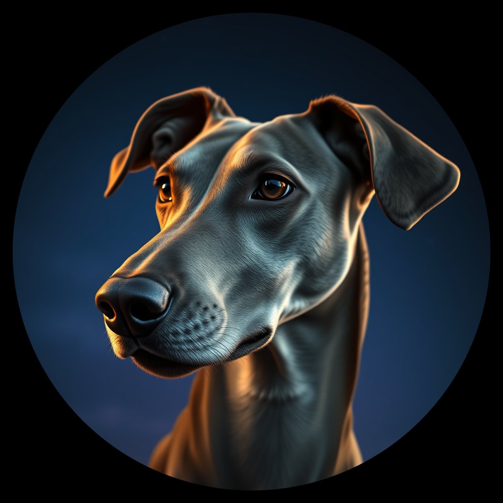 Cosmic medallion portrait of PFZ24G06_PFZ24G06, a Greyhound