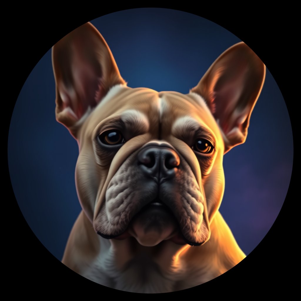Cosmic medallion portrait of PFZ24G08_PFZ24G08, a French Bulldog