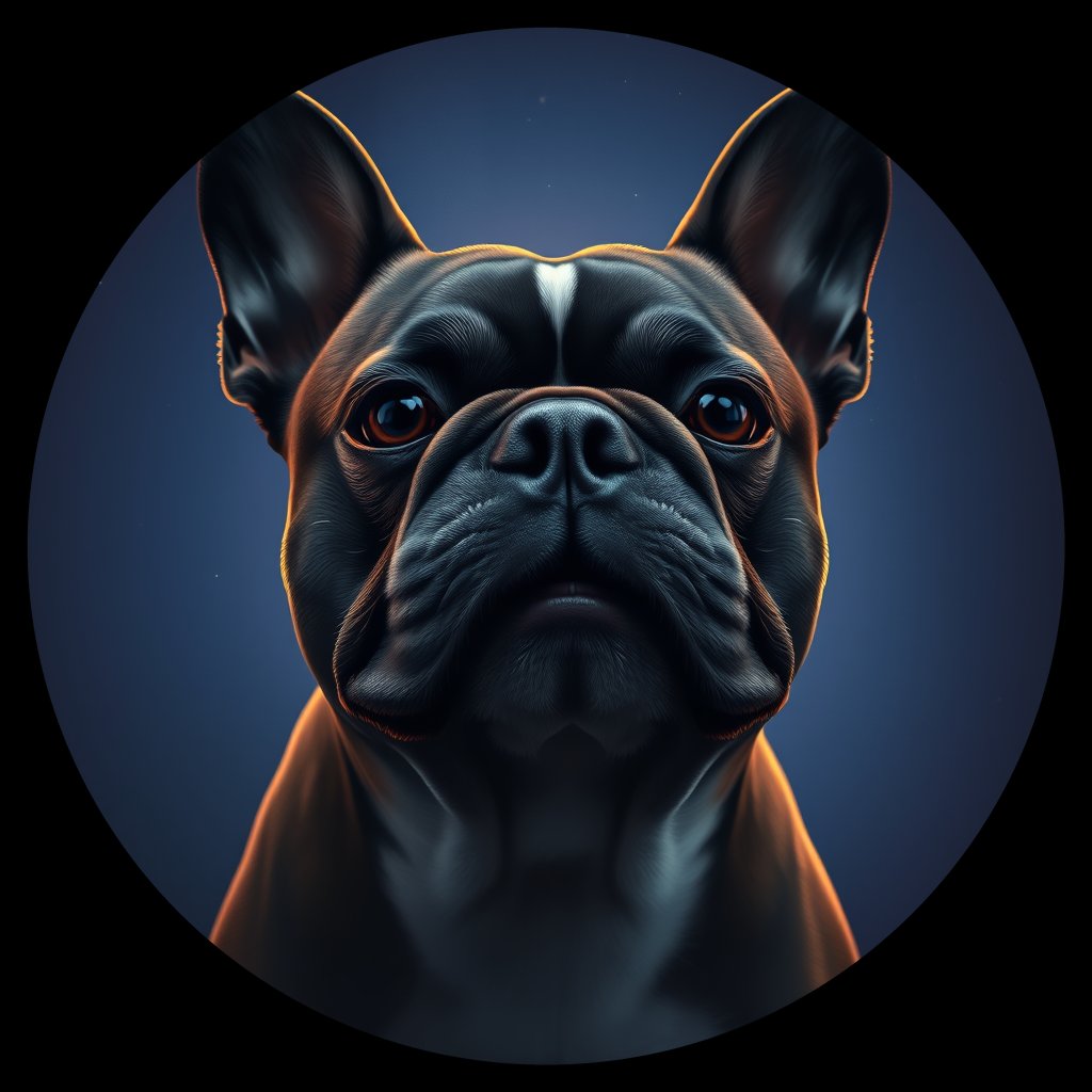Cosmic medallion portrait of PFZ24G10_PFZ24G10, a French Bulldog