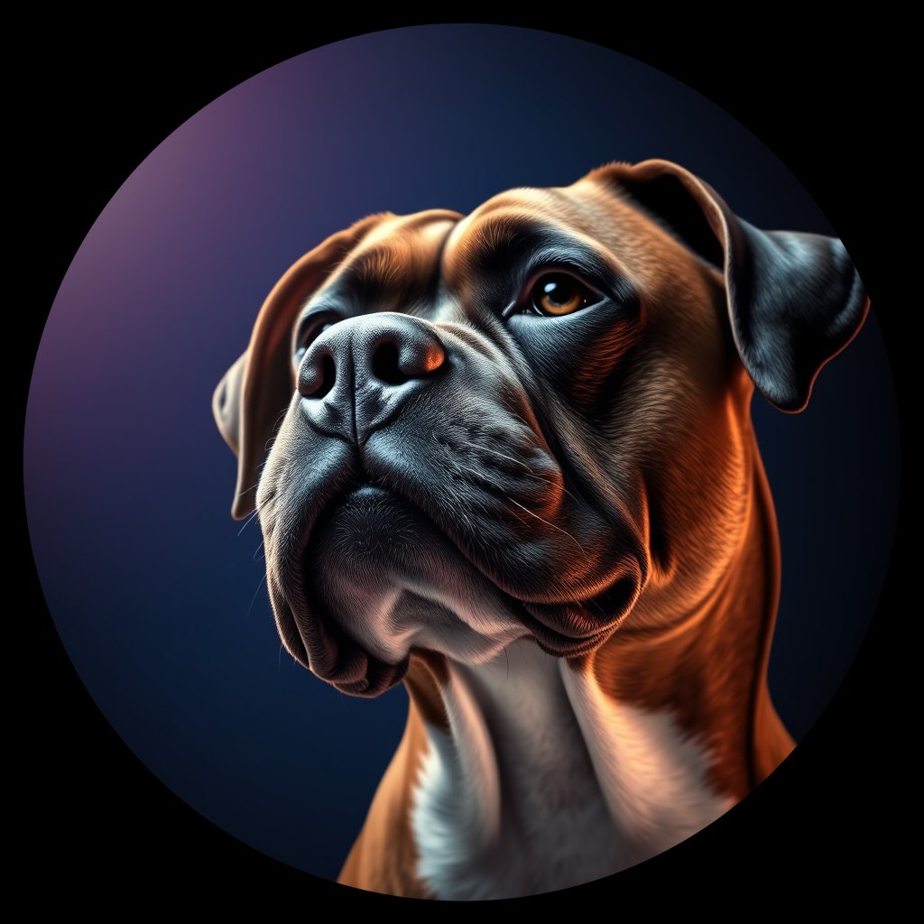 Cosmic medallion portrait of PFZ24G11_PFZ24G11, a Boxer