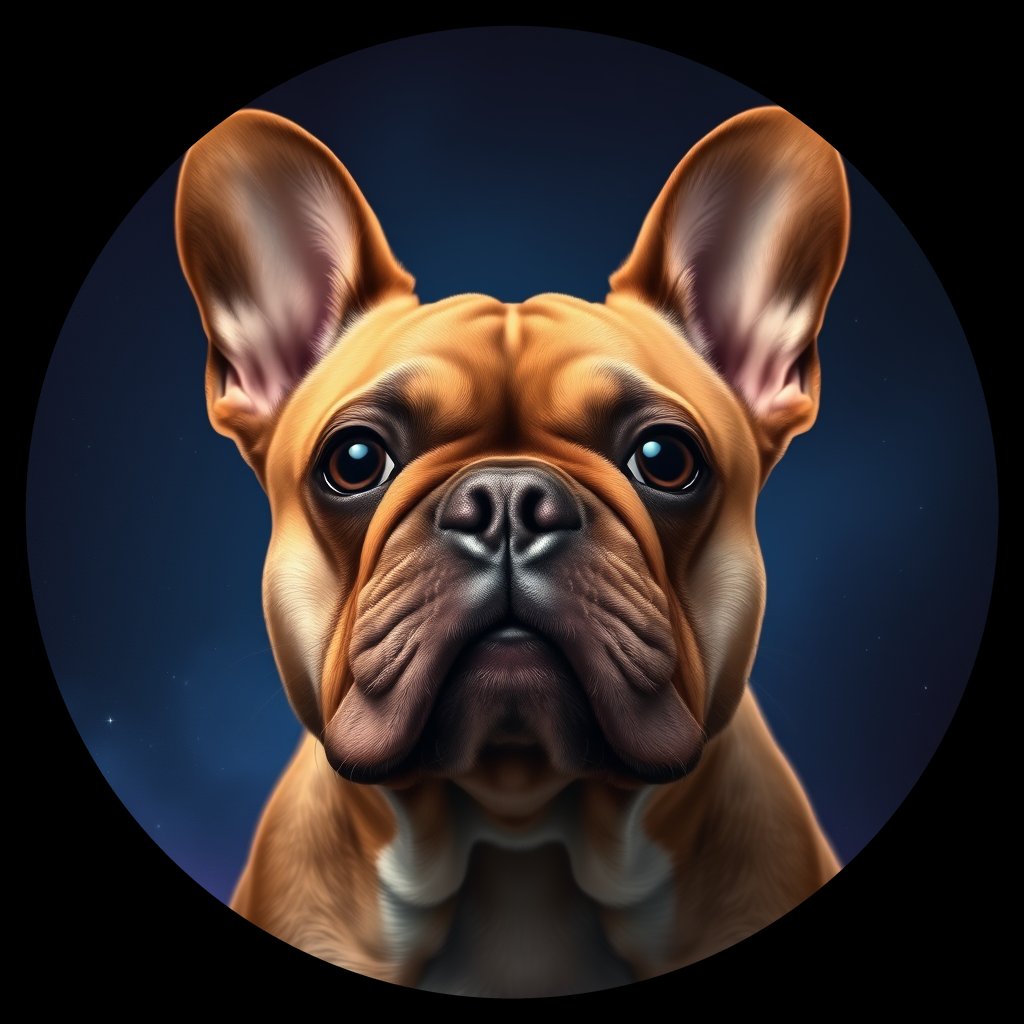 Cosmic medallion portrait of PFZ24G12_PFZ24G12, a French Bulldog