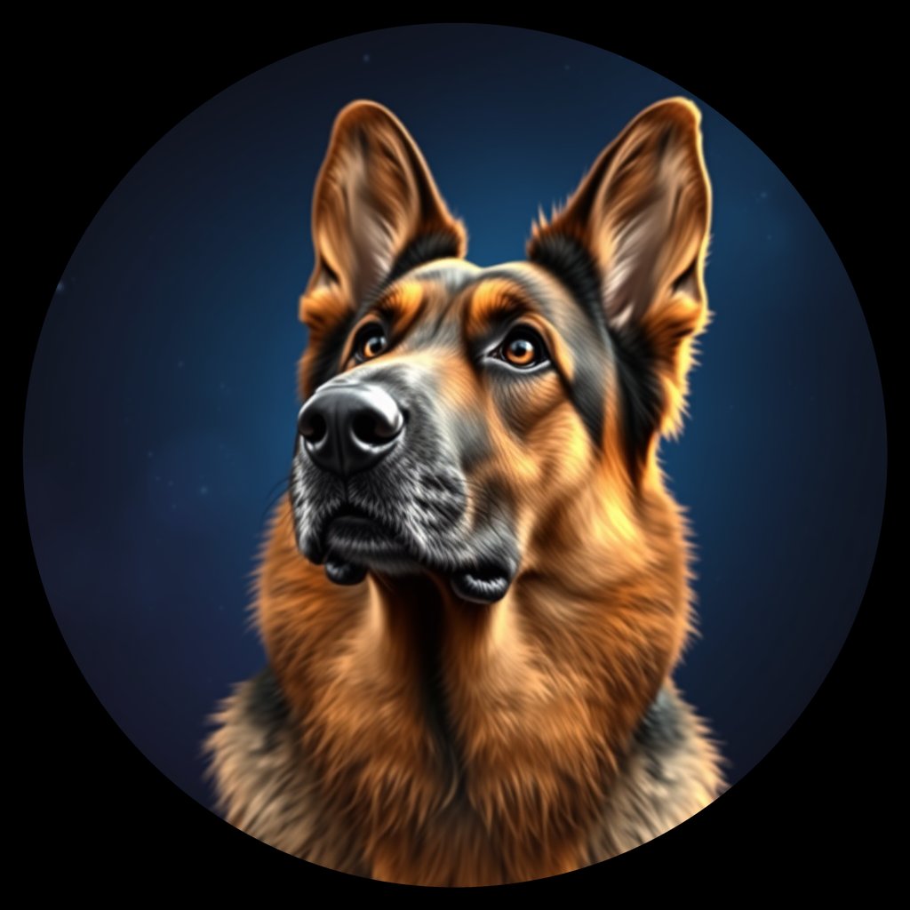 Cosmic medallion portrait of PFZ24H01_PFZ24H01, a German Shepherd