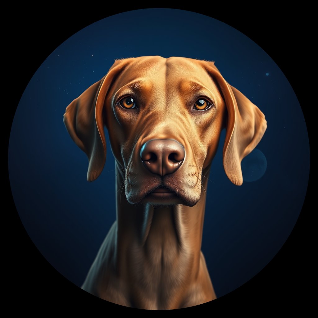 Cosmic medallion portrait of PFZ24H03_PFZ24H03, a Vizsla