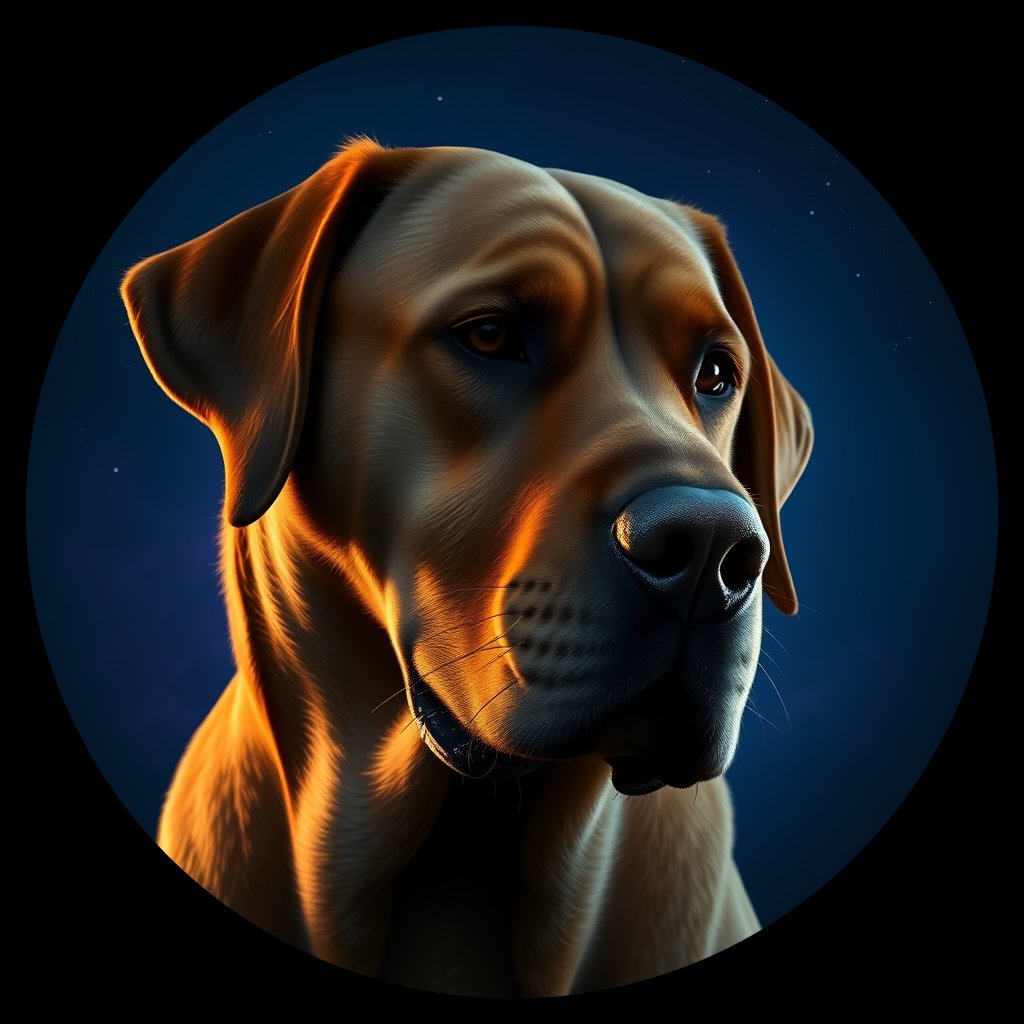 Cosmic medallion portrait of PFZ24H07_PFZ24H07, a Labrador Retriever