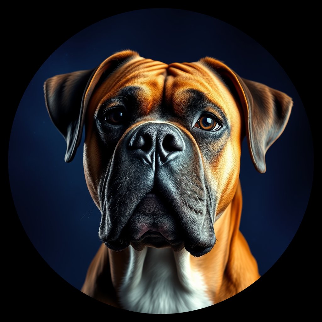 Cosmic medallion portrait of PFZ24H08_PFZ24H08, a Boxer