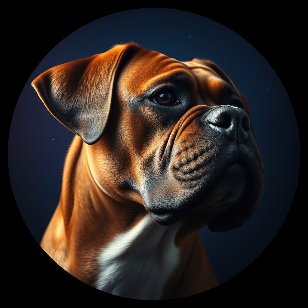 Cosmic medallion portrait of PFZ24H09_PFZ24H09, a Boxer