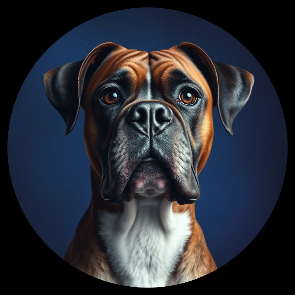 Cosmic medallion portrait of PFZ24H11_PFZ24H11, a Boxer