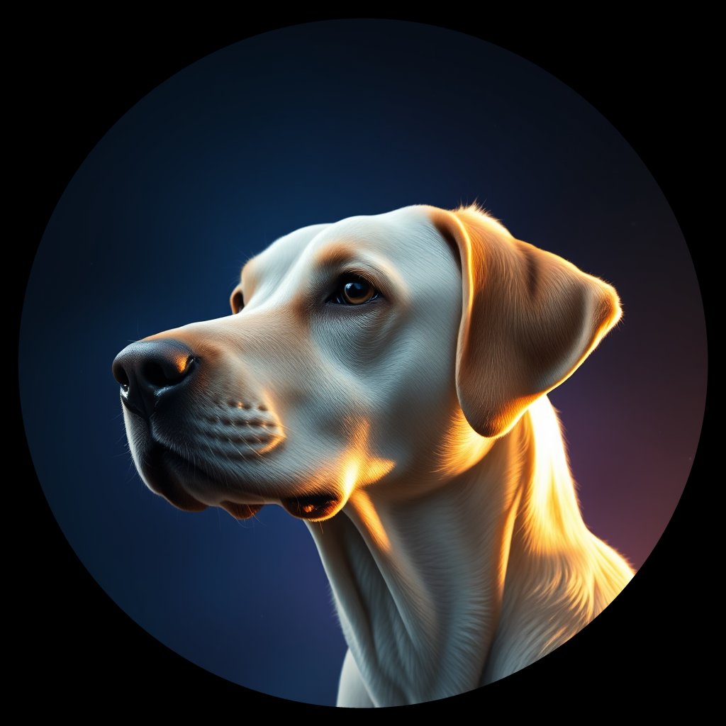 Cosmic medallion portrait of PFZ25A03_PFZ25A03, a Labrador Retriever