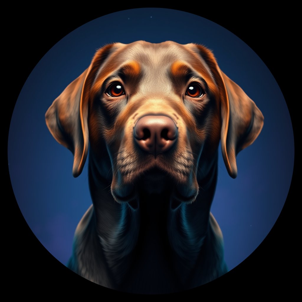 Cosmic medallion portrait of PFZ25A05_PFZ25A05, a Labrador Retriever