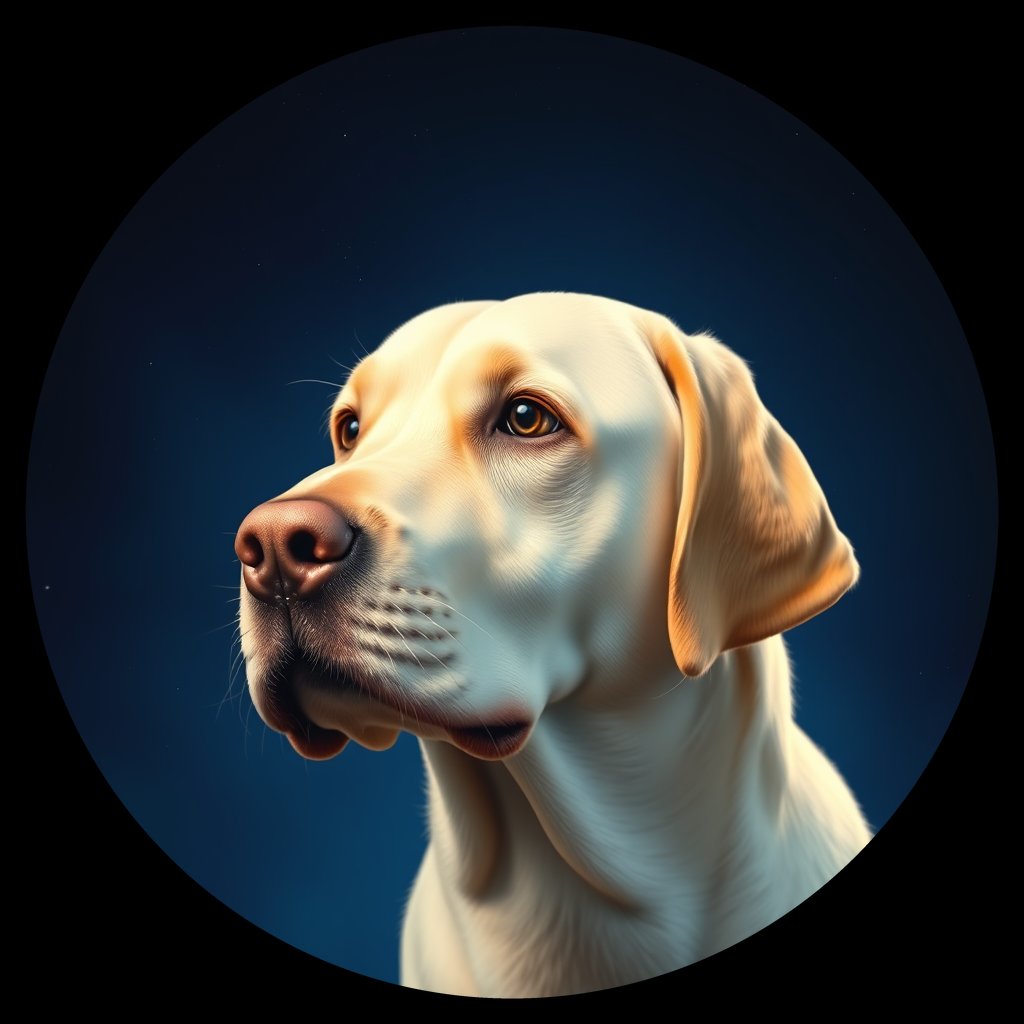 Cosmic medallion portrait of PFZ25A07_PFZ25A07, a Labrador Retriever
