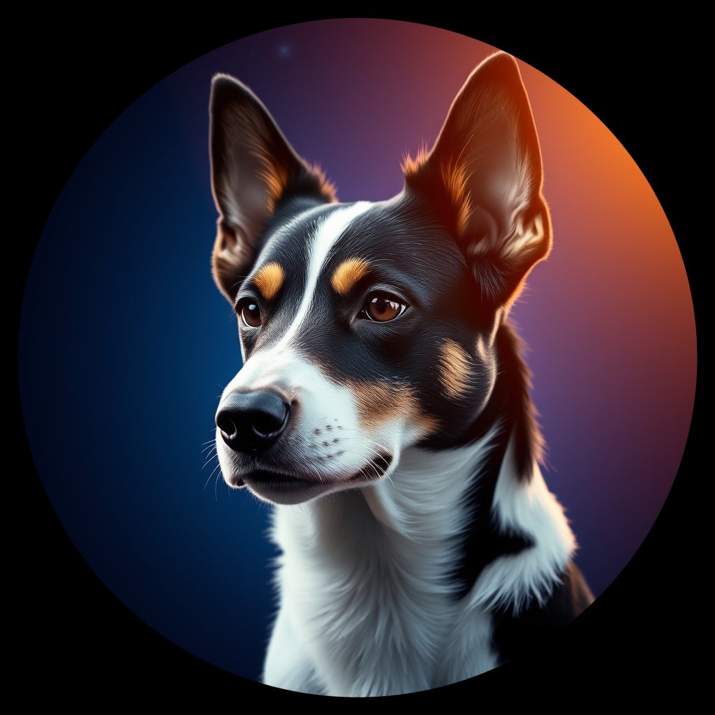 Cosmic medallion portrait of PFZ25A09_PFZ25A09, a Border Collie