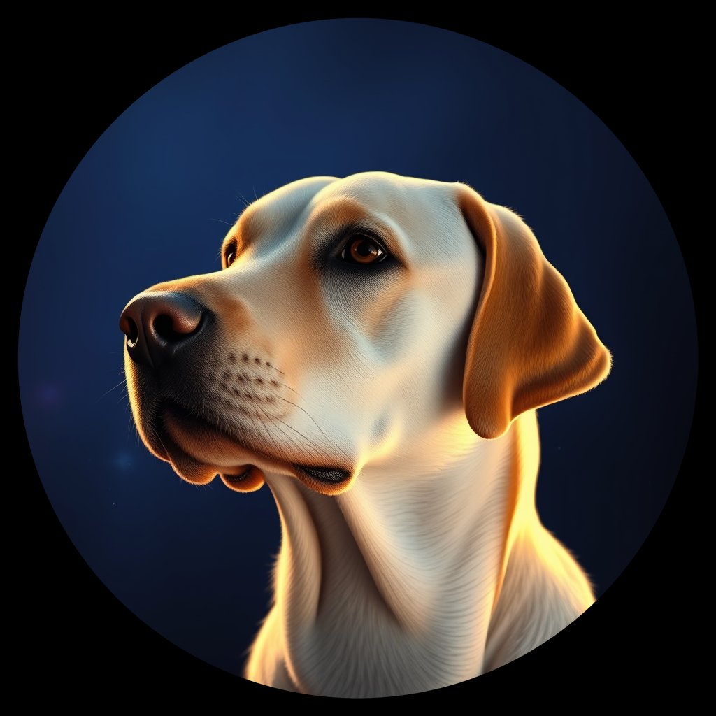 Cosmic medallion portrait of PFZ25A10_PFZ25A10, a Labrador Retriever