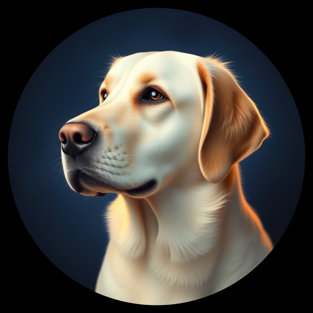 Cosmic medallion portrait of PFZ25A11_PFZ25A11, a Golden Retriever