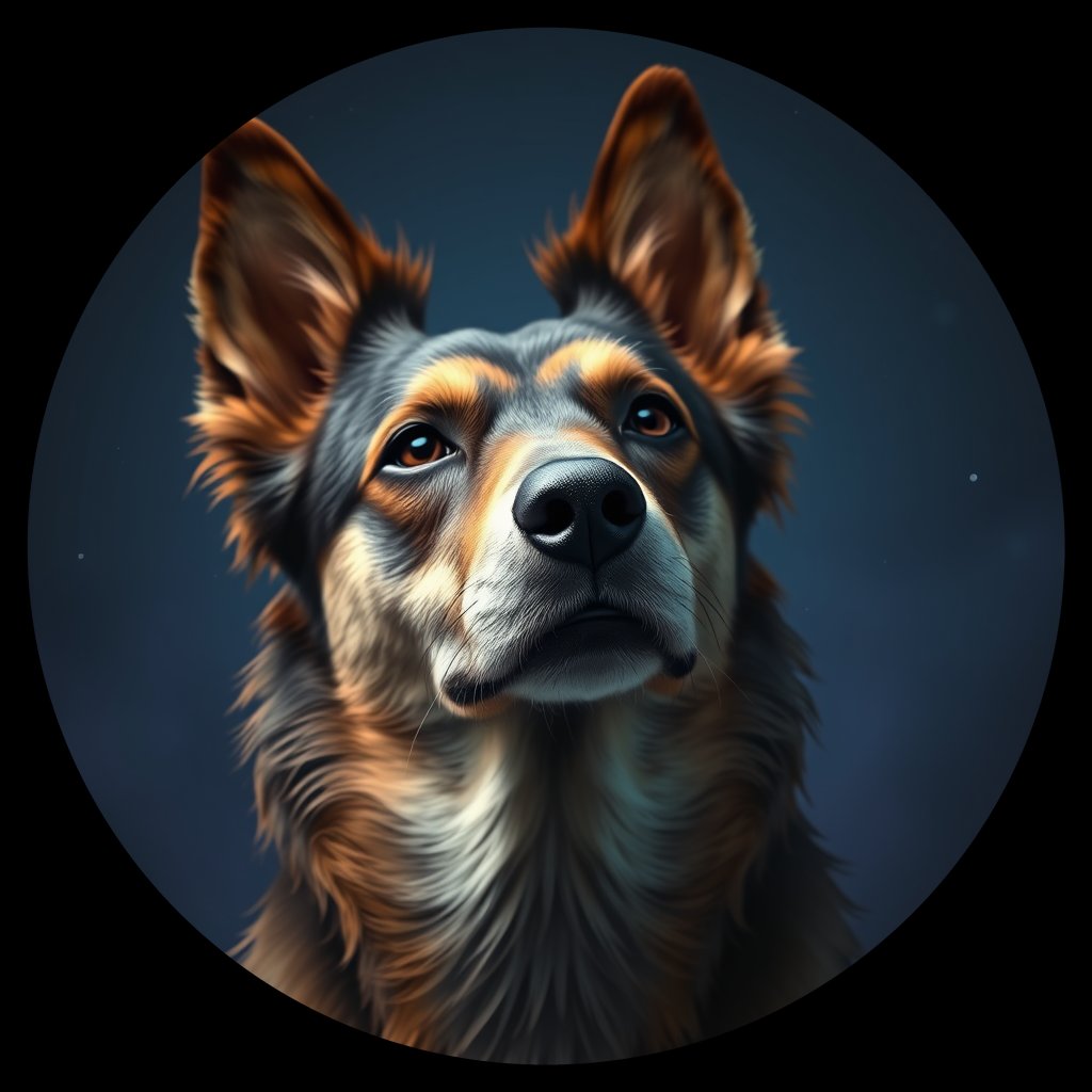 Cosmic medallion portrait of PFZ25B01_PFZ25B01, a Village Dog Afghanistan