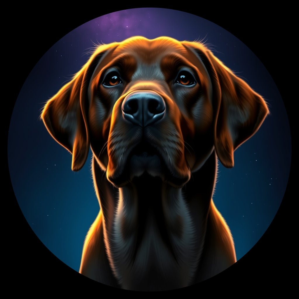 Cosmic medallion portrait of PFZ25B08_PFZ25B08, a Labrador Retriever