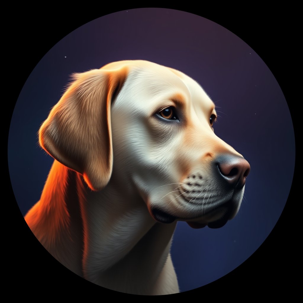 Cosmic medallion portrait of PFZ25B11_PFZ25B11, a Labrador Retriever