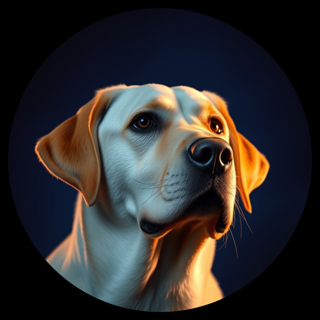 Cosmic medallion portrait of PFZ25C03_PFZ25C03, a Labrador Retriever