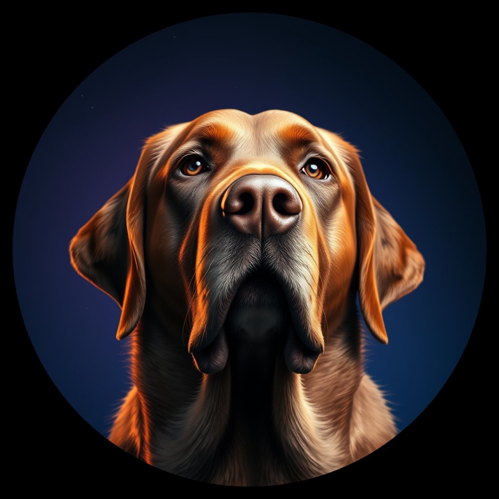 Cosmic medallion portrait of PFZ25C06_PFZ25C06, a Labrador Retriever