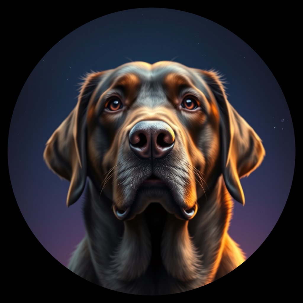 Cosmic medallion portrait of PFZ25C07_PFZ25C07, a Labrador Retriever