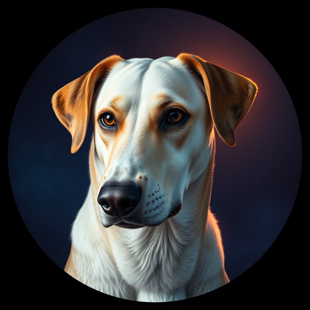 Cosmic medallion portrait of PFZ25C08_PFZ25C08, a Village Dog Afghanistan