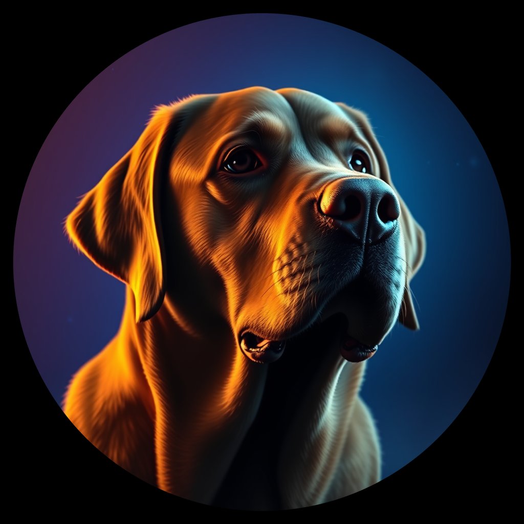 Cosmic medallion portrait of PFZ25D03_PFZ25D03, a Labrador Retriever
