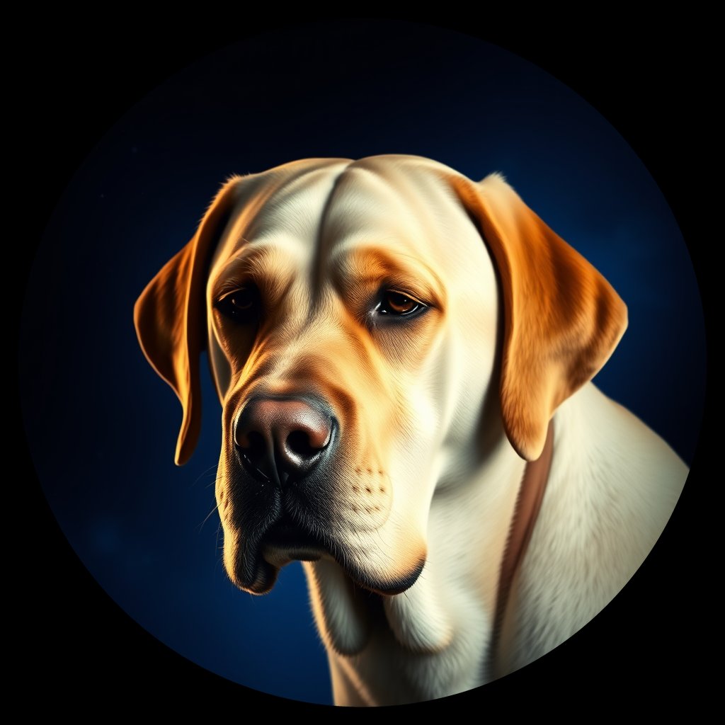 Cosmic medallion portrait of PFZ25D06_PFZ25D06, a Labrador Retriever
