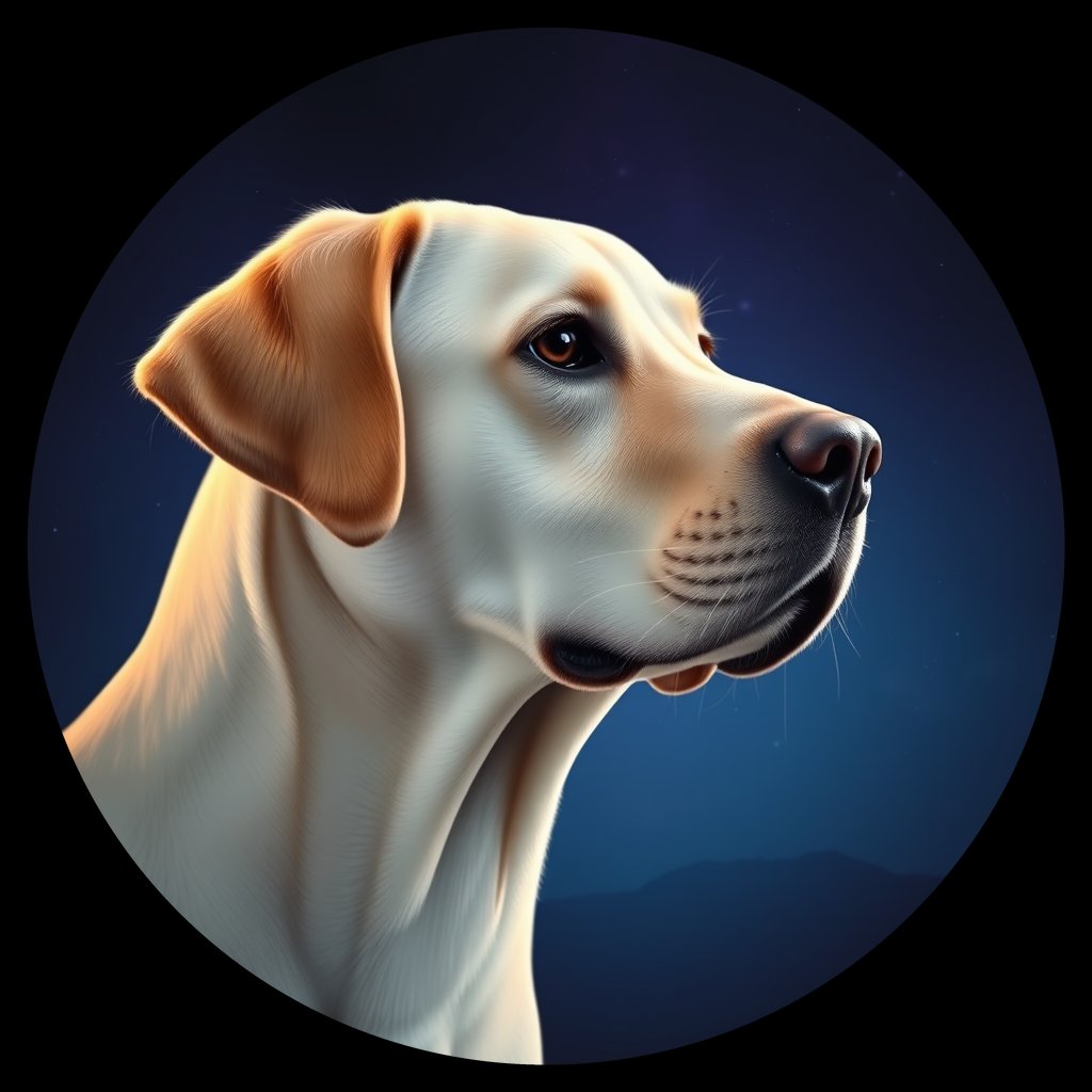 Cosmic medallion portrait of PFZ25D08_PFZ25D08, a Labrador Retriever