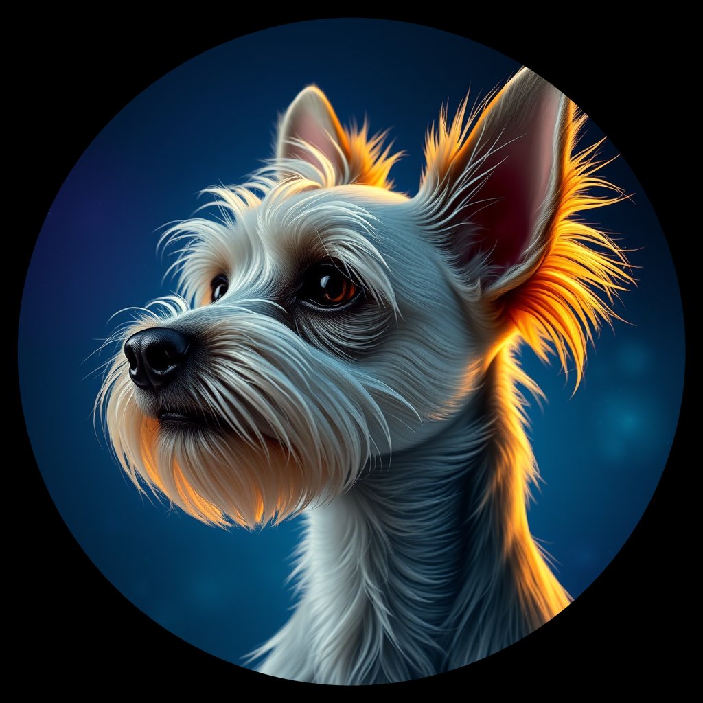 Cosmic medallion portrait of PFZ25D09_PFZ25D09, a Chinese Crested