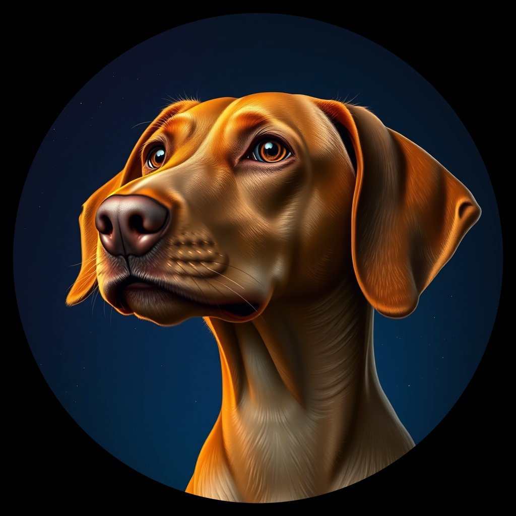 Cosmic medallion portrait of PFZ25D11_PFZ25D11, a Vizsla