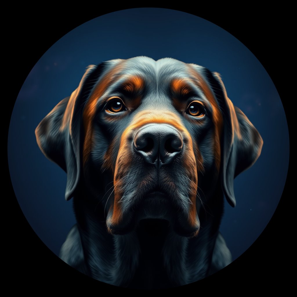 Cosmic medallion portrait of PFZ25E05_PFZ25E05, a Labrador Retriever