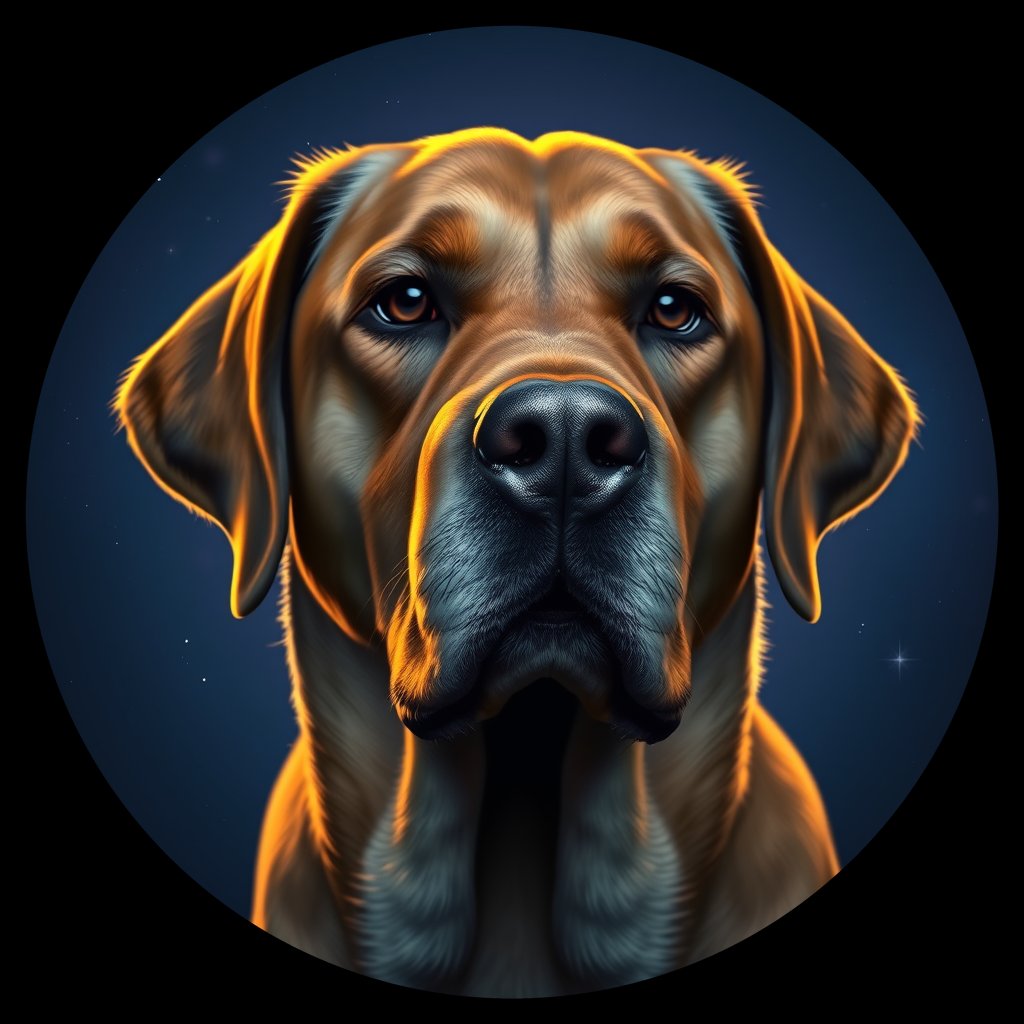 Cosmic medallion portrait of PFZ25E12_PFZ25E12, a Labrador Retriever