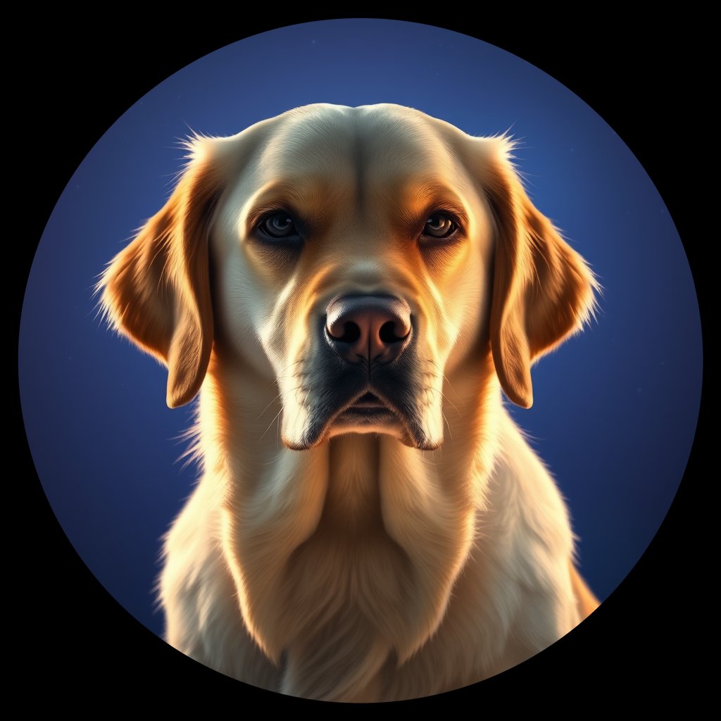 Cosmic medallion portrait of PFZ25F01_PFZ25F01, a Golden Retriever