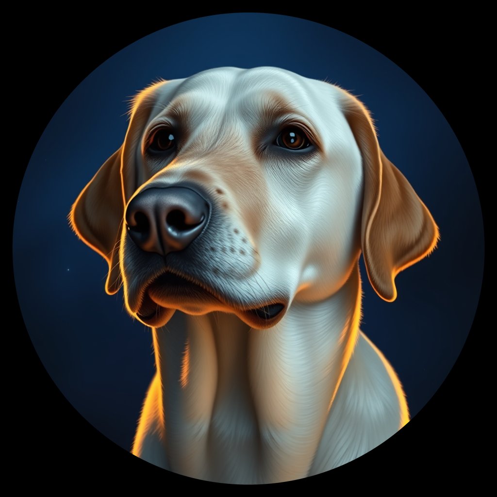 Cosmic medallion portrait of PFZ25F03_PFZ25F03, a Labrador Retriever