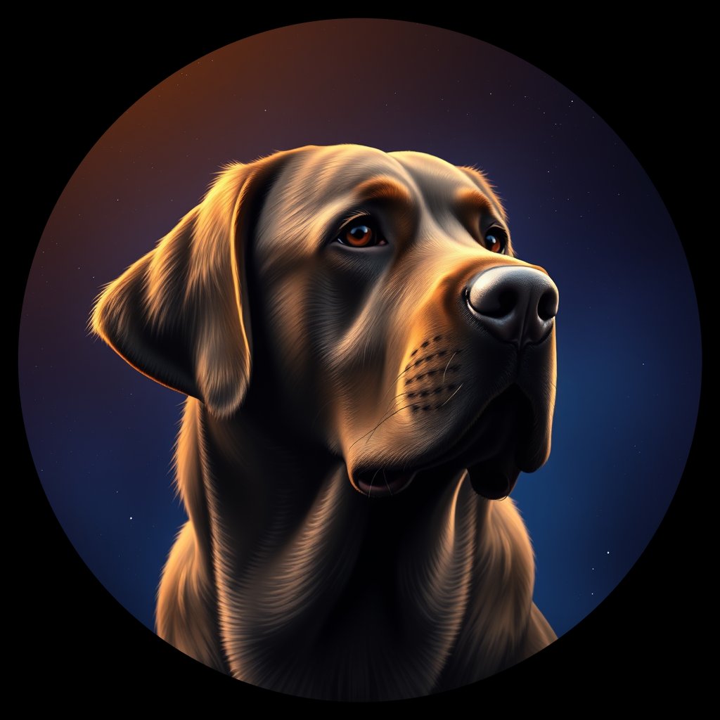 Cosmic medallion portrait of PFZ25F07_PFZ25F07, a Labrador Retriever