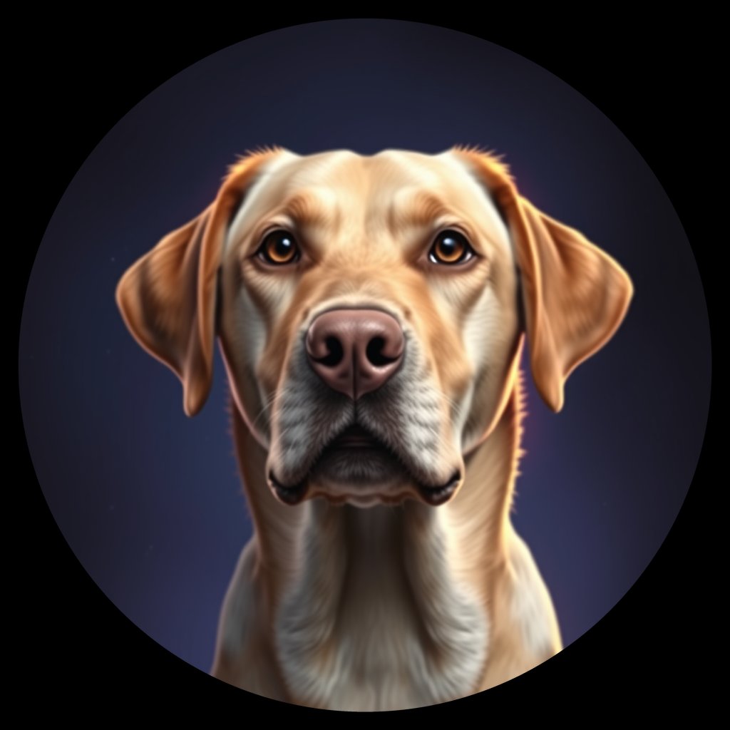 Cosmic medallion portrait of PFZ25F10_PFZ25F10, a Labrador Retriever