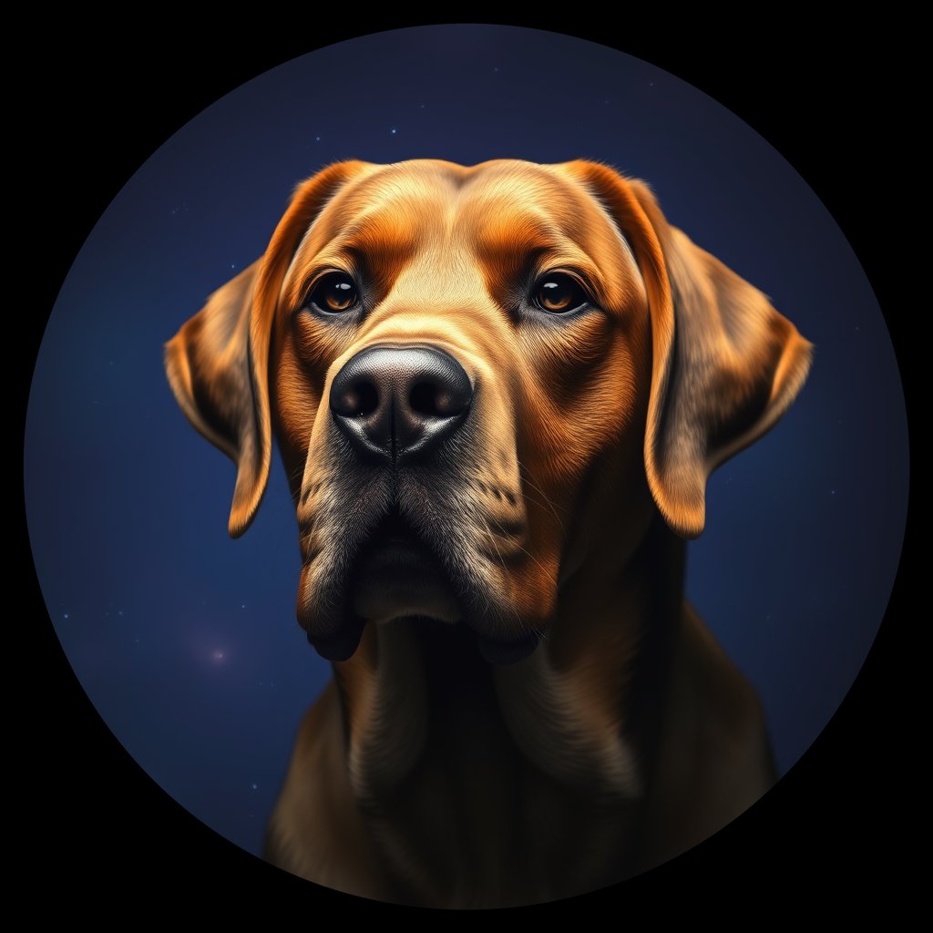Cosmic medallion portrait of PFZ25F11_PFZ25F11, a Labrador Retriever