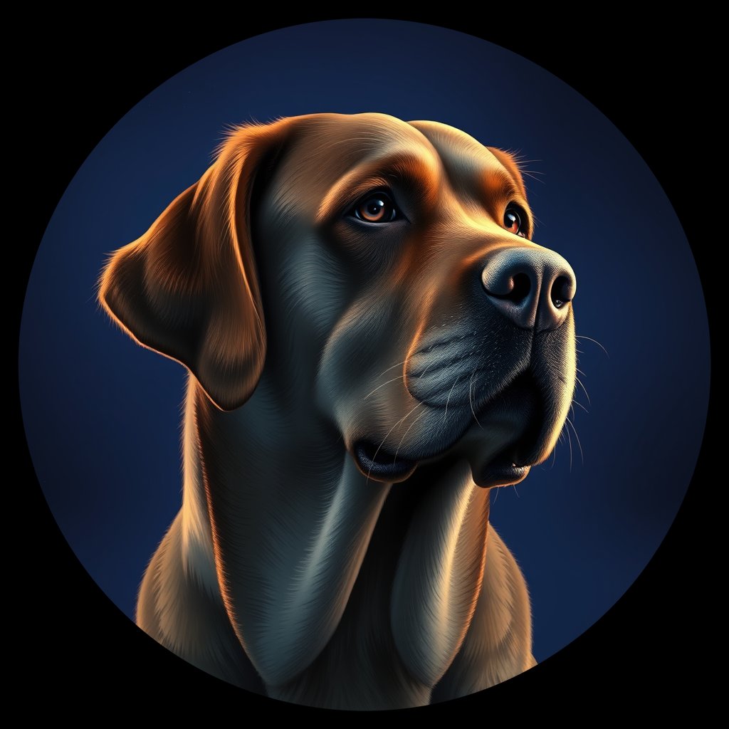 Cosmic medallion portrait of PFZ25G06_PFZ25G06, a Labrador Retriever