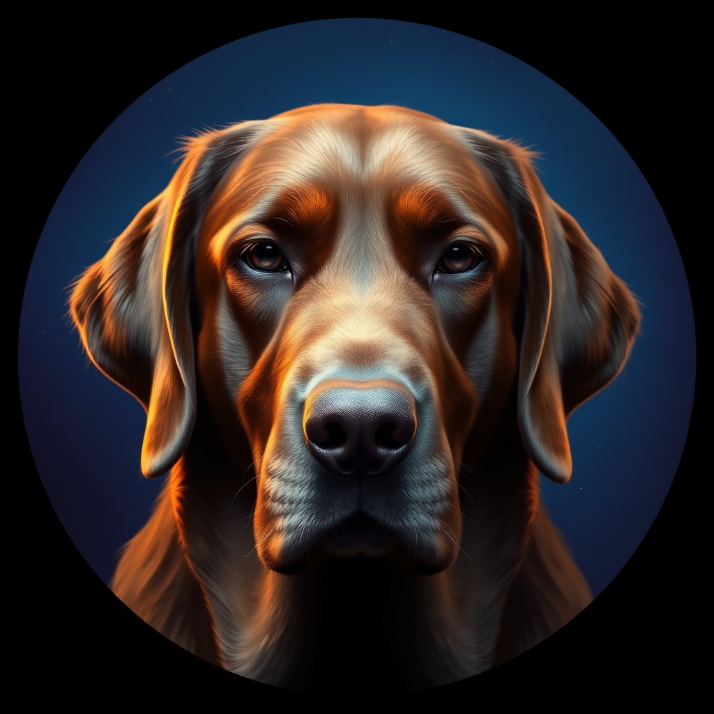 Cosmic medallion portrait of PFZ25G07_PFZ25G07, a Labrador Retriever