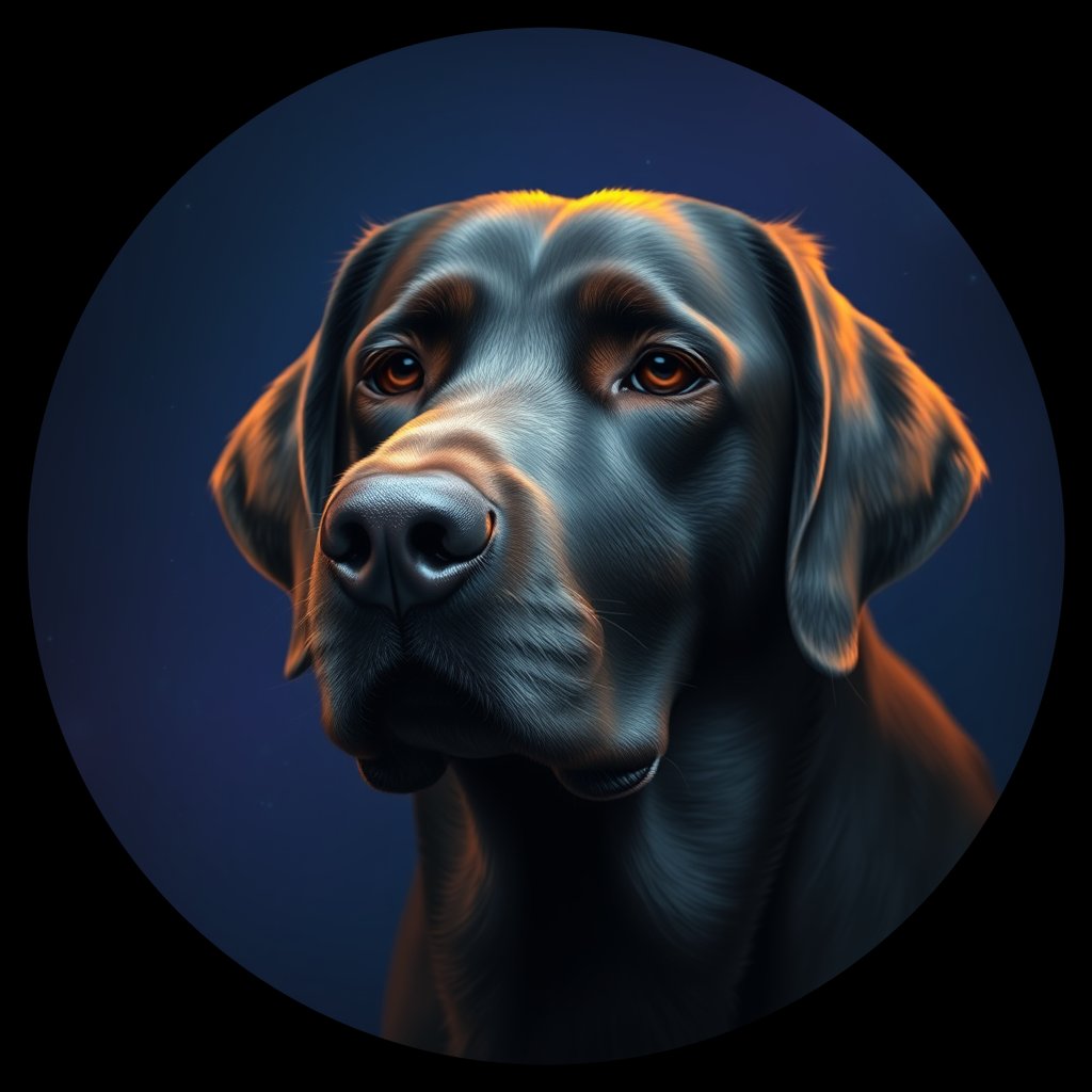 Cosmic medallion portrait of PFZ25G09_PFZ25G09, a Labrador Retriever