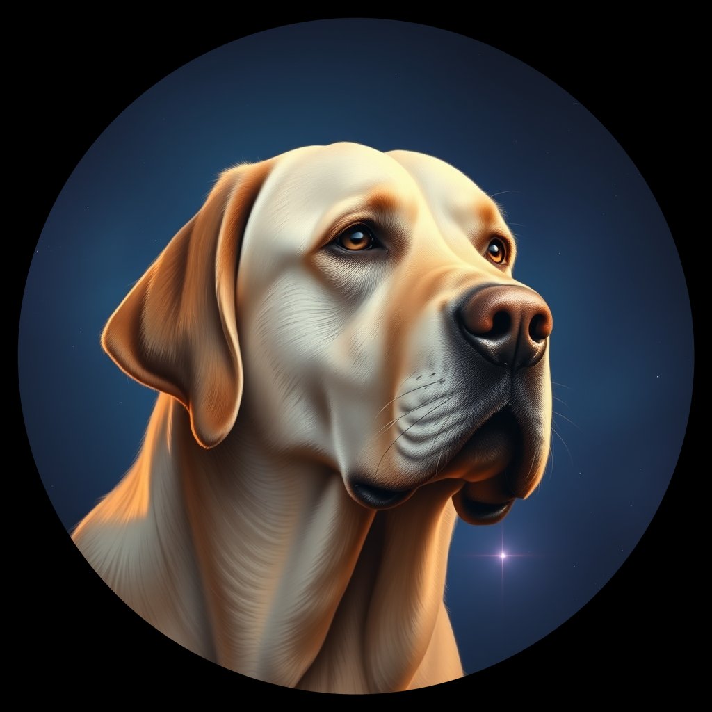 Cosmic medallion portrait of PFZ25G11_PFZ25G11, a Labrador Retriever