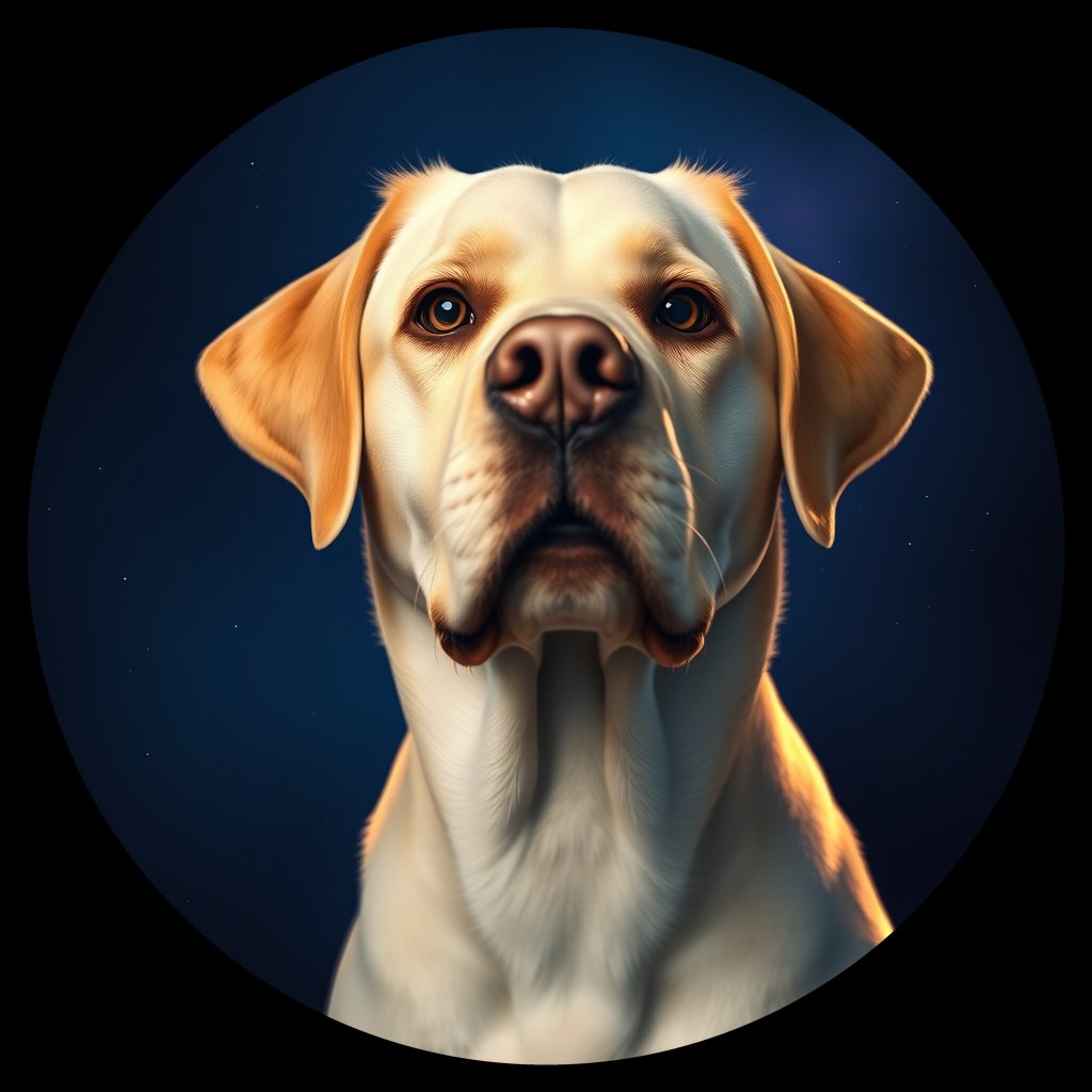 Cosmic medallion portrait of PFZ25H02_PFZ25H02, a Labrador Retriever